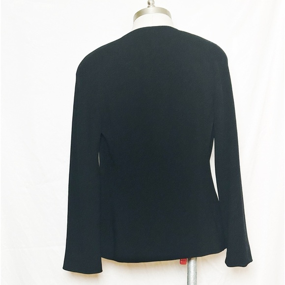 DONNA KARAN NEW YORK BLACK CROPPED TUXEDO SUIT BLAZER JACKETED 10 M/L - Picture 3 of 5